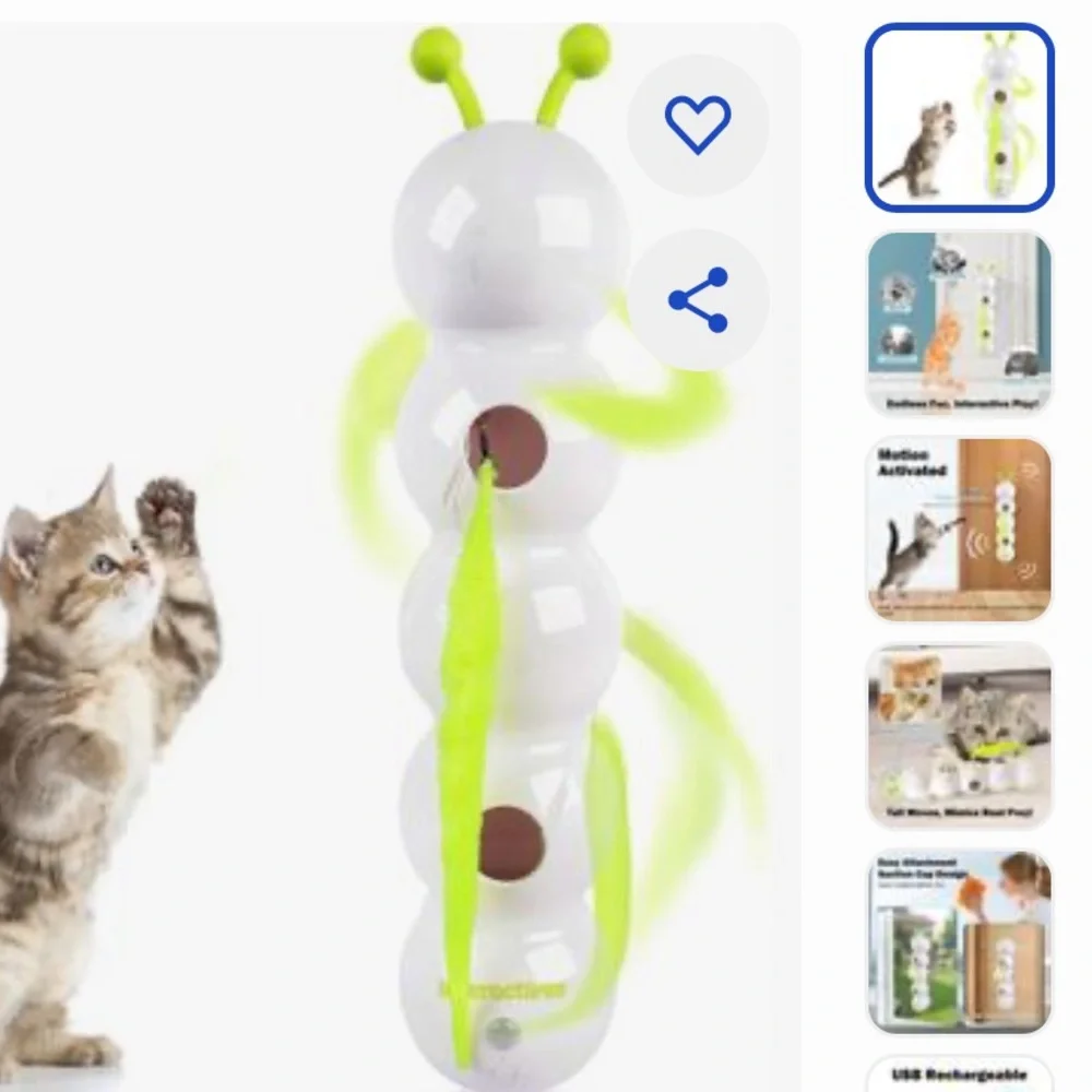 Interactive Cat Toy with Green Accents